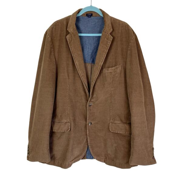 J. Crew Mens Sz XL Tall Tan 100% Cotton Corduroy Two-Button Blazer Sport Coat - Picture 1 of 16